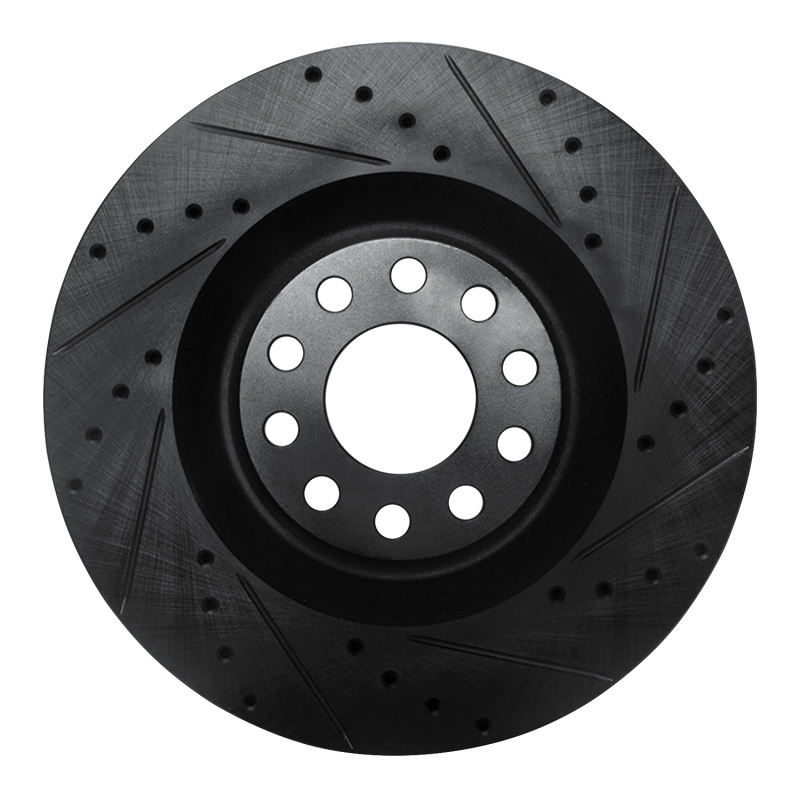 Audi S8 Brake Rotor (1) - Front Right - R1 Concepts - Drilled & Slotted - Black - `01-`03